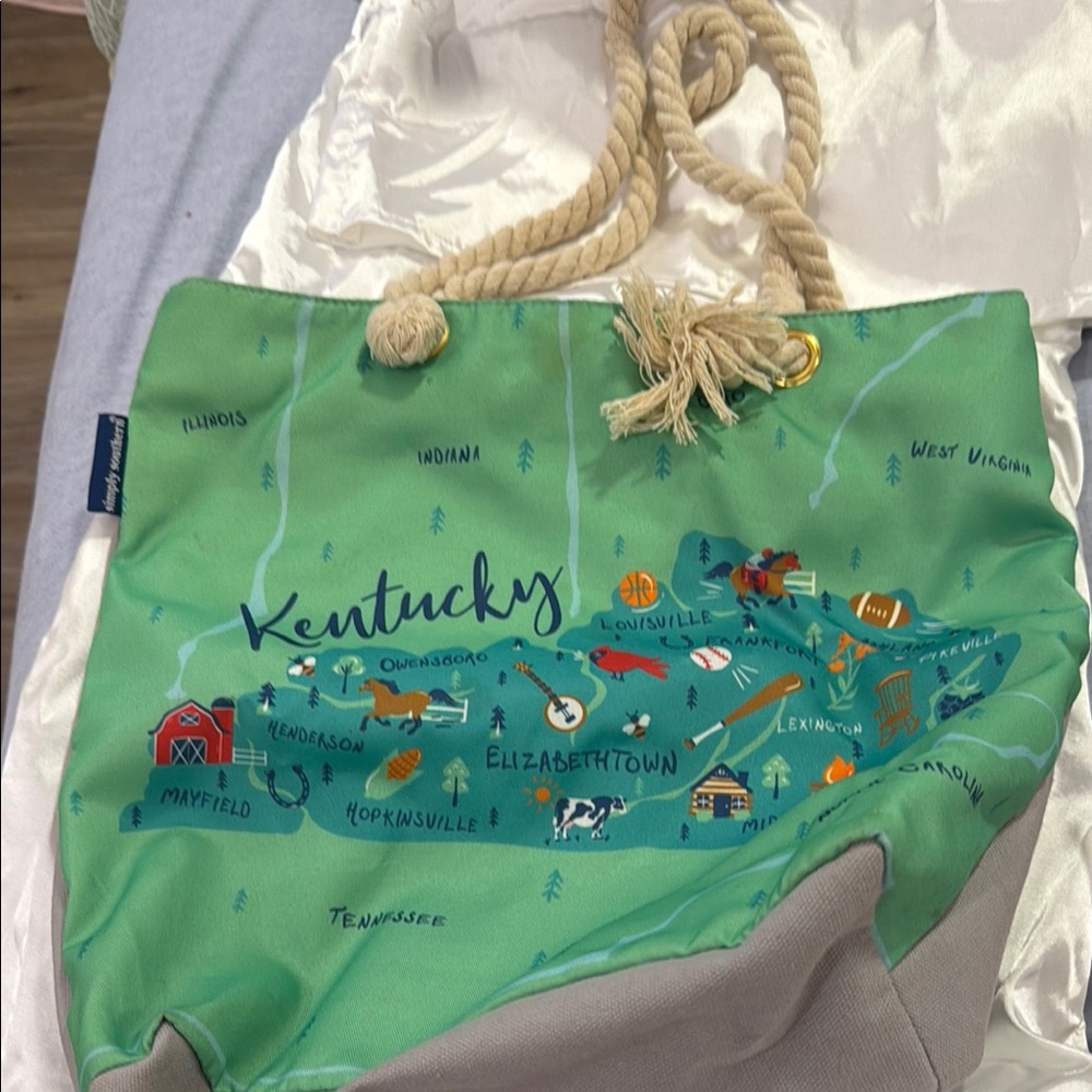 Simply Southern Green Kentucky Map Tote Bag
